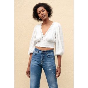 Azalea Steve White Puff Sleeve Blouse